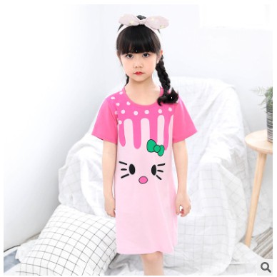 Đầm ngủ bé gái tay ngắn cotton in hình dễ thương cho bé từ 4 đến 10 tuổi - Váy ngủ bé gái - Váy ngủ cho bé gái mùa hè | Shopee Việt Nam