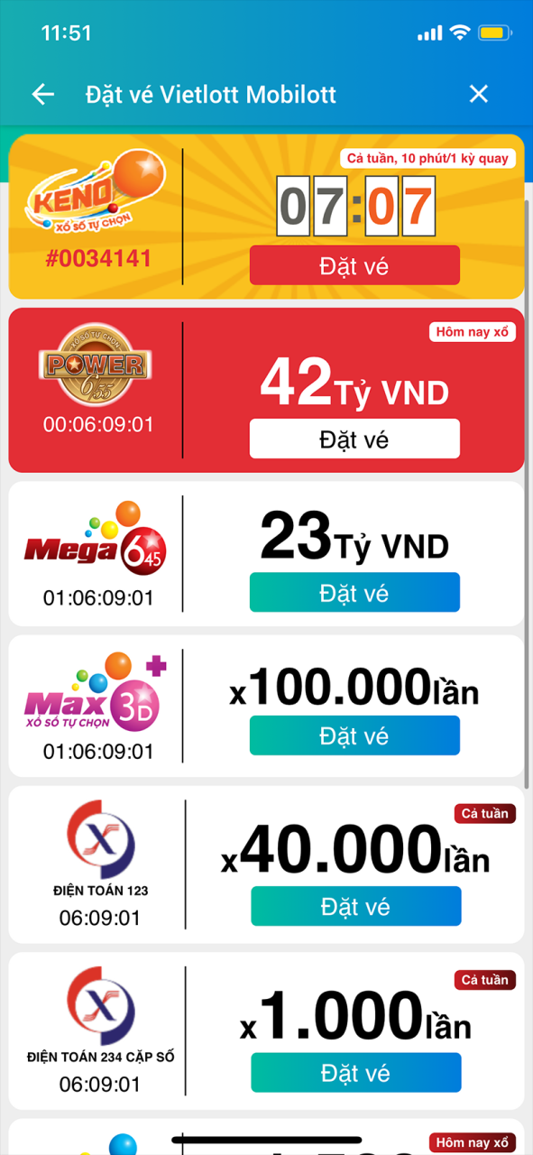 Cách mua vé xổ số Vietlott Mega 6/45 online qua ứng dụng ViettelPay