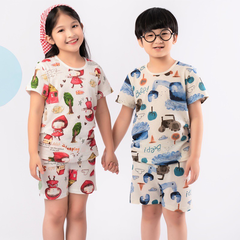 Đồ bộ cotton cho bé trai, bé gái mùa hè Unifriend Hàn Quốc U21-01 | Shopee Việt Nam