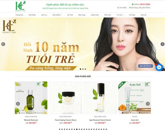 Thiết Kế Website Spa - Happy Care Spa & Cosmetics - Thiết kế Website Chuyên Nghiệp - itgroup.vn