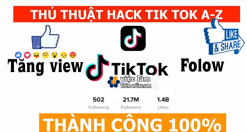 Hack Like ❤️ Tym - Hack View, Share Tiktok 【100% Thành Công】