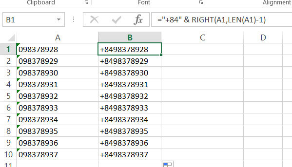 84 Là Gì】Cách Thêm Mã Quốc Gia Vào Sđt Trong Excel